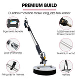 JET-USA 5.5m Telescopic Rotary Surface Cleaner Brush, for Solar Panels, Walls, Windows, M22 Pressure Washer Connection