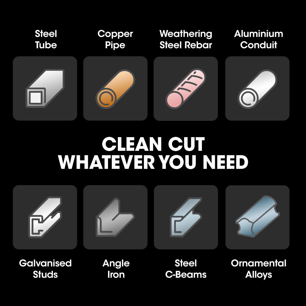 Baumr-AG 2400W 355mm 14" Metal Cut Off Cold Saw, Premium Low Spark Ceramic Alloy Tooth Blade, Measurement Scale, Soft Start, 45 Degree Mitre Chop Cutting