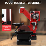 BAUMR-AG Bench Vertical Belt and Disc Sander Combo, 25mm Linisher, 125mm Sanding Disc, Brushless Motor, Dust Collection Ports