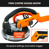 Unimac 225mm 750W Telescopic Long Reach Dry Wall Sander Kit, Foldable, Vacuum System, LED Worklight, 6x Sanding Discs