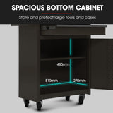 BULLET Pro 5 Drawer Tool Box Cabinet Chest Storage, with 1-Door Toolbox Garage Organiser Set, Black