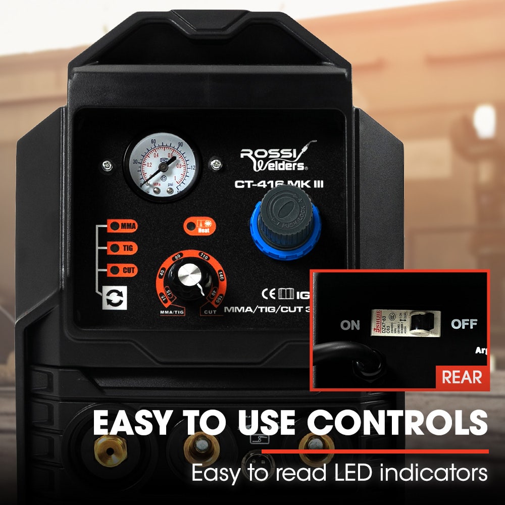 ROSSI Portable Inverter Welder Plasma Cutter, 3in1 Multi-function Cut/MMA/TIG Welding Machine, 15A Plug