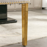 AADEN 2x Velvet Dining Chairs with Golden Metal Legs-Grey