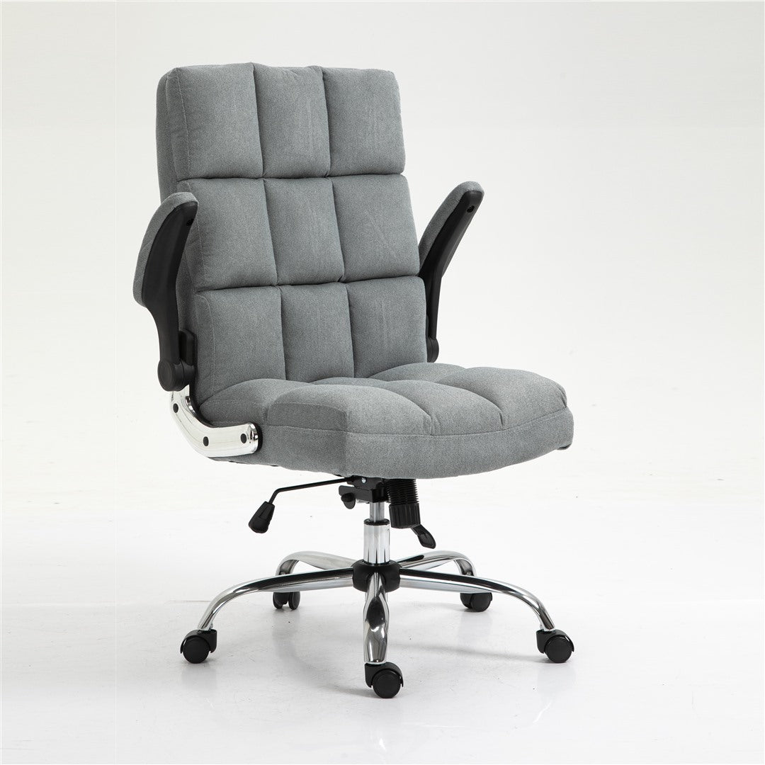 Soft Velvet Home Ergonomic Swivel Adjustable Tilt Angle and Flip-up Arms Office Chair