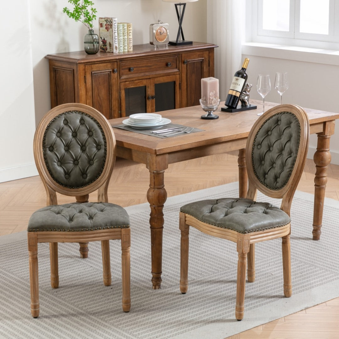 AADEN 8x Velvet Faux Leather Dining Chairs with Solid Wood Legs-Pine Green