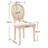 AADEN 2x Rattan Dining Chairs with Solid Wood Legs- Beige