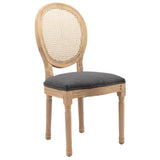 AADEN 6x Rattan Dining Chairs with Solid Wood Legs- Grey