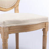 AADEN 2x Linen Dining Chairs with Solid Wood Legs- Beige