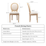 AADEN 6x Linen Dining Chairs with Solid Wood Legs- Beige