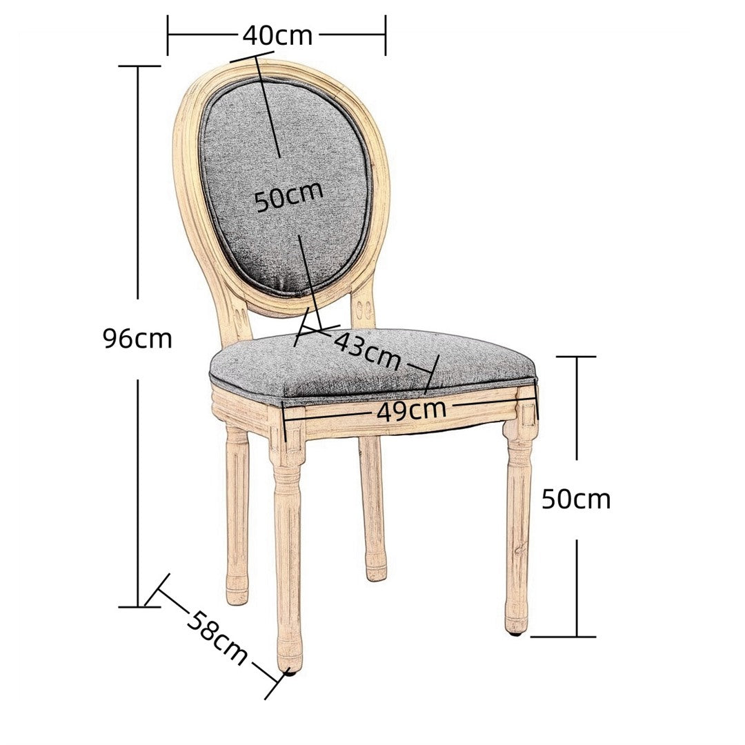 AADEN 6x Linen Dining Chairs with Solid Wood Legs- Beige