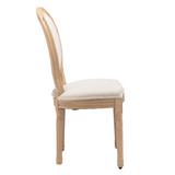 AADEN 6x Linen Dining Chairs with Solid Wood Legs- Beige