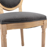 AADEN 2x Linen Dining Chairs with Solid Wood Legs- Grey