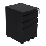 EKKIO 3 Drawer Mobile File Cabinet with Lock (Black)