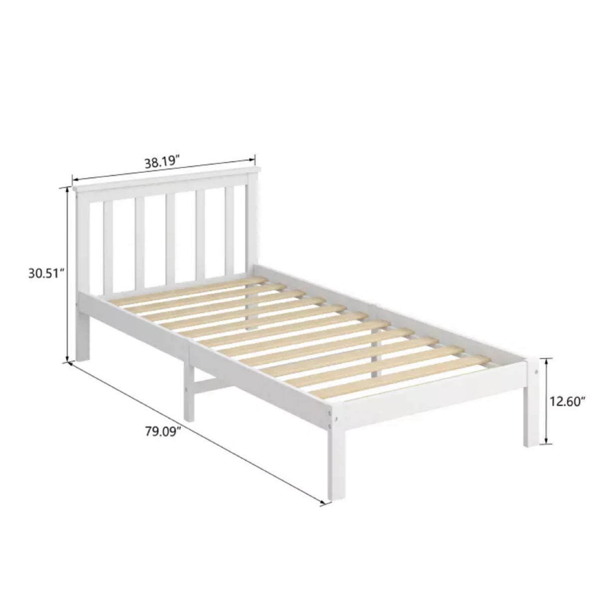 EKKIO Single Wooden Bed Frame (White) EK-WBF-100-HH