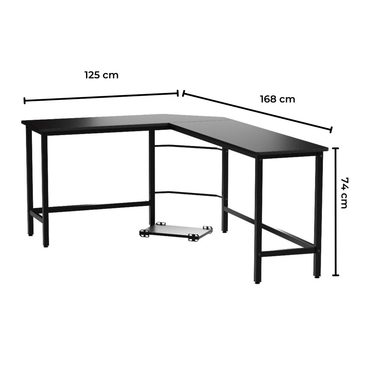 EKKIO L-Shaped Corner Computer Desk with CPU Stand (Black) EK-CD-101-LR