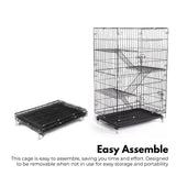 FLOOFI Four-Level Pet Rabbit Bird Cage with Hammock (Black)