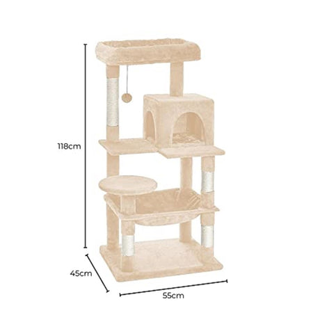 Floofi 118cm Plush Cat Condo Cat Tree Beige