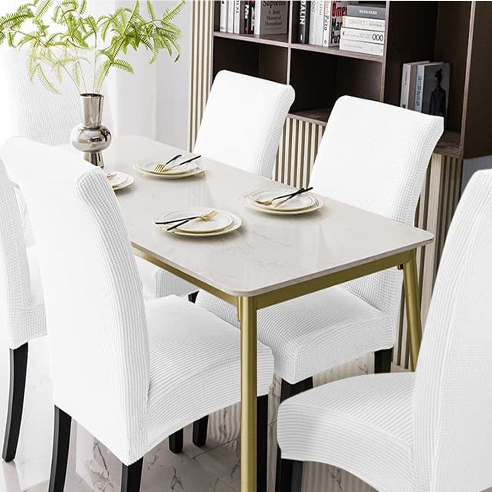 GOMINIMO 6pcs Dining Chair Slipcovers/ Protective Covers (White)