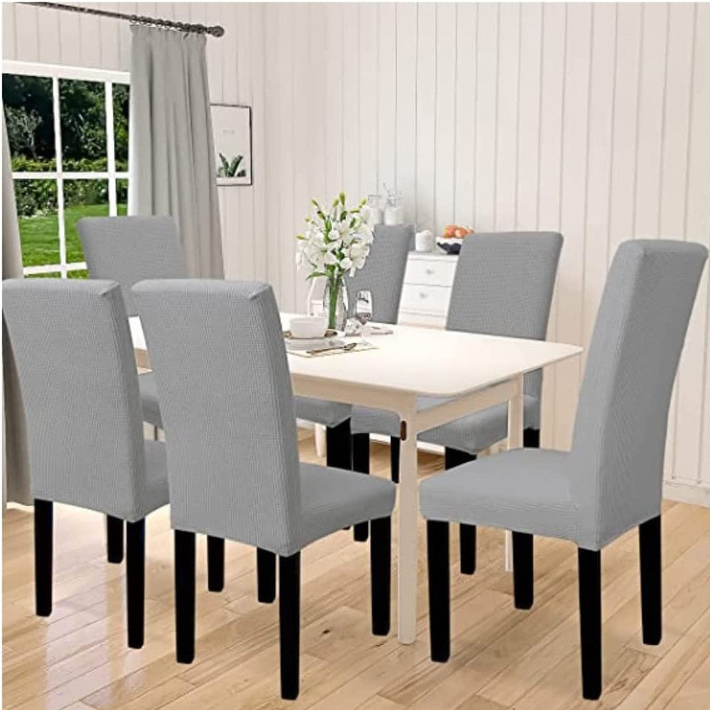 GOMINIMO 6pcs Dining Chair Slipcovers/ Protective Covers (Silver Grey)