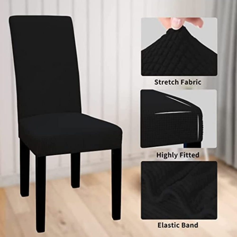 GOMINIMO 6pcs Dining Chair Slipcovers/ Protective Covers (Black)