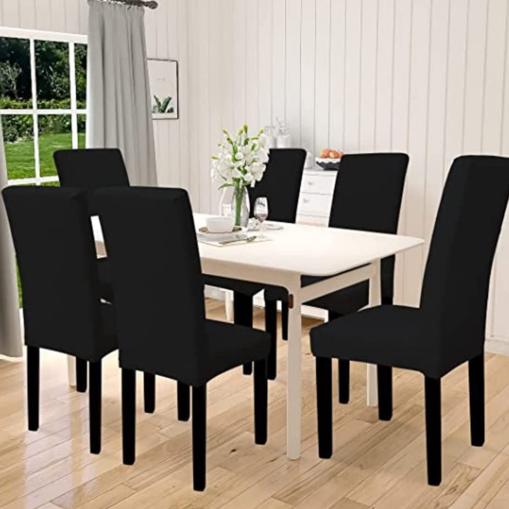 GOMINIMO 6pcs Dining Chair Slipcovers/ Protective Covers (Black)