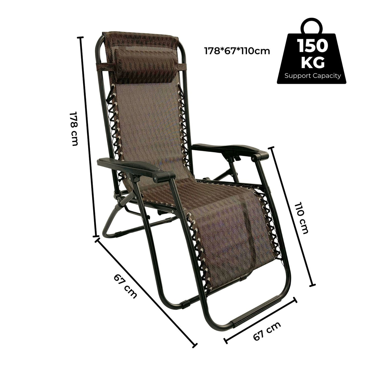 KILIROO Folding Reclining Camping Chair With Breathable Mesh (Argyle) KR-FC-106-QL