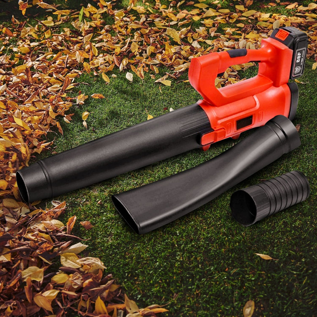 RYNOMATE 18V Cordless Leaf Blower with Lithium Battery and Charger Kit (Red and Black) RNM-LB-101-RTT