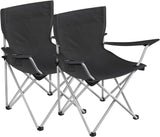 SONGMICS Set of 2 Folding Camping Outdoor Chairs with Armrests and Cup Holders Black GCB01BK