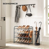 SONGMICS 4-Tier Shoe Rack Storage 16 Pairs Organizer Gray