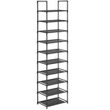 SONGMICS 10 Tier Metal Shoe Rack Non-Woven Fabric Shelves Black