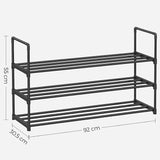 SONGMICS 3-Shelf Metal Shoe Rack Entryway Black