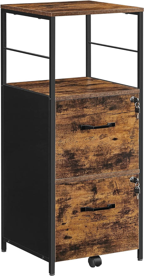 VASAGLE Filing Cabinet with 2 Drawers Rustic Brown and Black OFC045B01V1