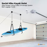 Kayak Hoist - 45kg Garage Ceiling Pulley Lift Storage System Bike Luggage Holder