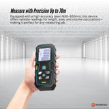 Tooleroo 70m Digital Laser Distance Measurer - LCD Area Volume Meter Tool