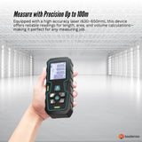 Tooleroo 100m Digital Laser Distance Measurer - LCD Area Volume Meter Tool