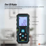 Tooleroo 100m Digital Laser Distance Measurer - LCD Area Volume Meter Tool