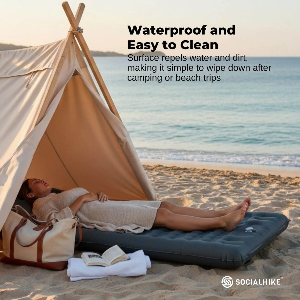Social Hike Step-Inflating Camping Mattress Lightweight Waterproof Sleeping Grey