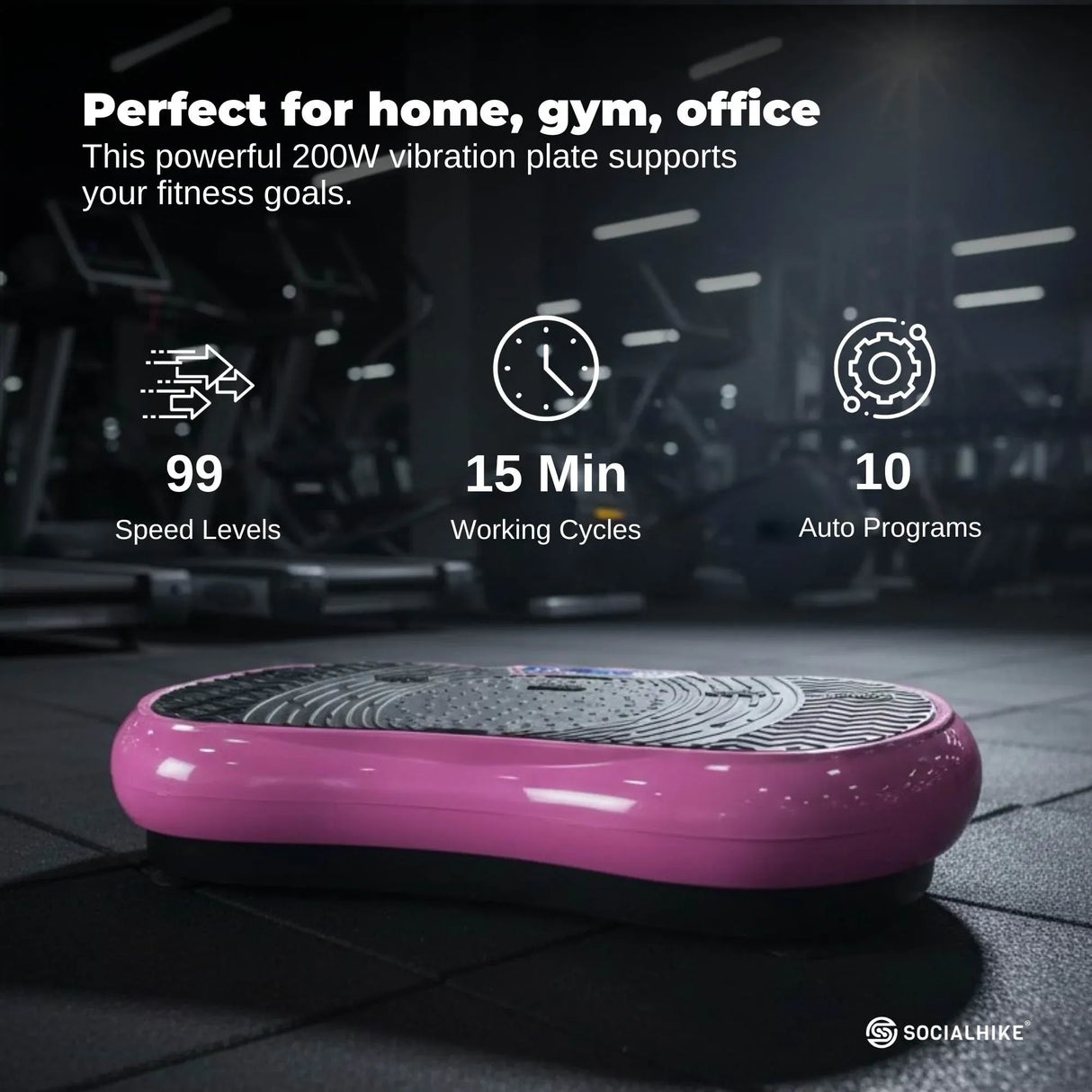 Social Hike Vibration Plate Exercise Platform - Vibrating Workout Machine Pink