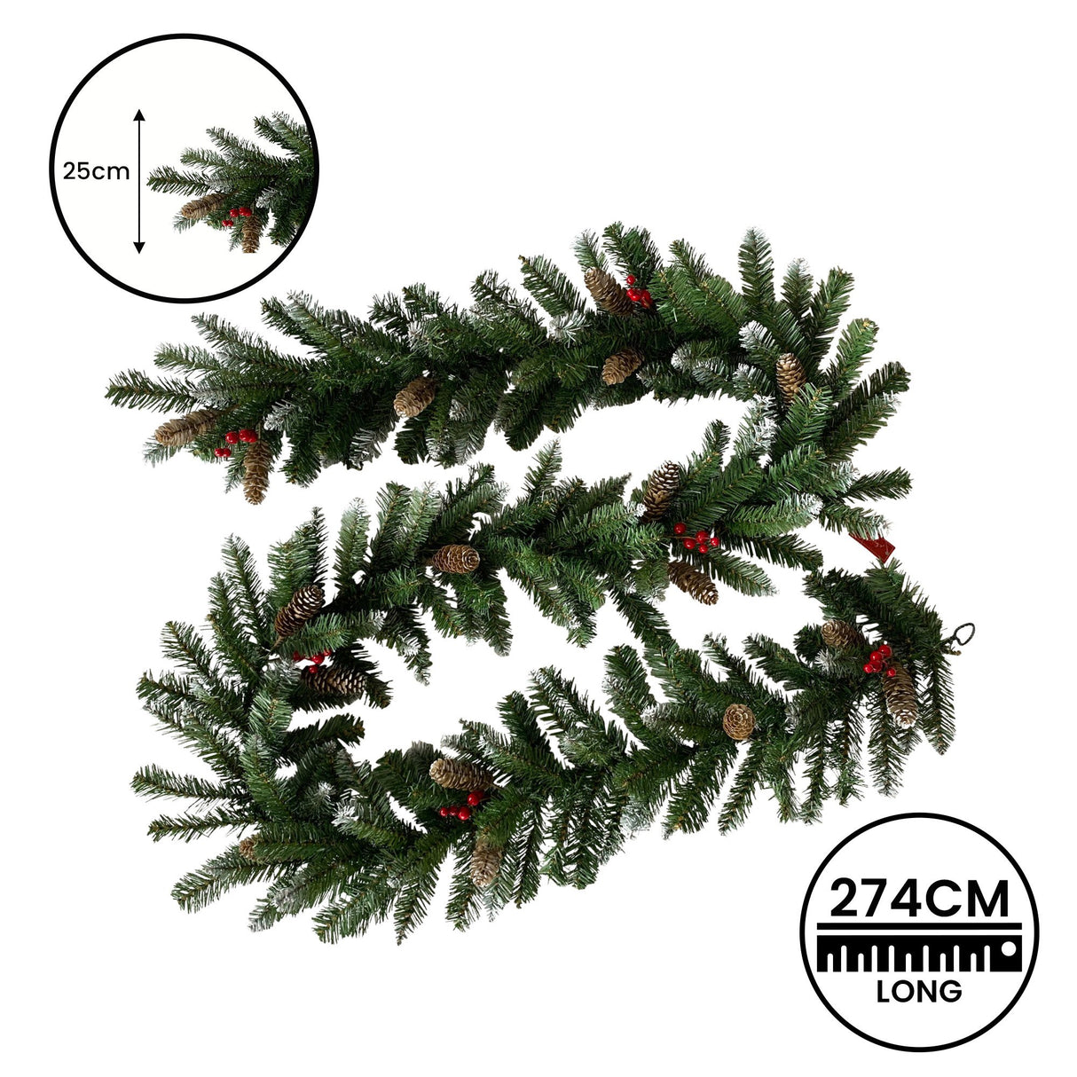 Christabelle 2.7m Christmas Garland with Pine Cones & Berries Pine Tree Decoration Ornament