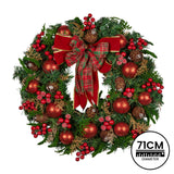 Christabelle Stunning 71cm Christmas Wreath Lush Red Baubles Berries Pine Cones and Bow Front Door Decoration