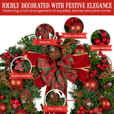 Christabelle Stunning 71cm Christmas Wreath Lush Red Baubles Berries Pine Cones and Bow Front Door Decoration