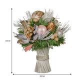 Christabelle 33cm Christmas Bouquet Pre Decorated Holiday Floral Arrangement w/Jewelled Baubles, Berries, Flowers & Pine