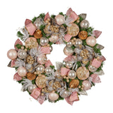 Christabelle 71cm Christmas Wreath Lush Pink Front Door Decoration Jewelled Baubles Flowers Pine Cones Ribbons Ornaments