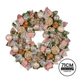 Christabelle 71cm Christmas Wreath Lush Pink Front Door Decoration Jewelled Baubles Flowers Pine Cones Ribbons Ornaments