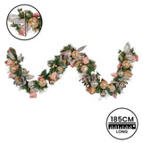 Christabelle Premium 1.8m Christmas Garland Jewelled Baubles & Berries Tree Decoration Ornament Pink Silver Gold