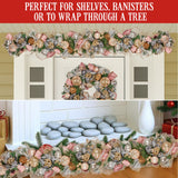 Christabelle Premium 100cm Christmas Garland Jewelled Baubles & Berries Tree Decoration Ornament Pink Silver Gold