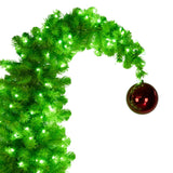 Christabelle 4ft Christmas Gremlin Tree Curved Top Red Bauble Built In Green & White LED Lights Foot Pedal Control