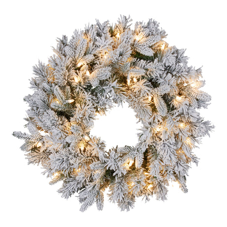 Christabelle Christmas Wreath Snowy Atica Pre-Lit with LED Lights Front Door Decoration Ornament