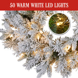 Christabelle Christmas Wreath Snowy Atica Pre-Lit with LED Lights Front Door Decoration Ornament