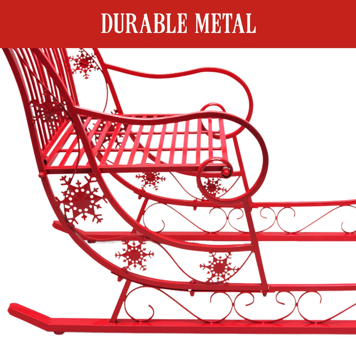 Christabelle Christmas Sleigh With Red Finish - Metal 150cm